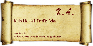 Kubik Alfréda névjegykártya